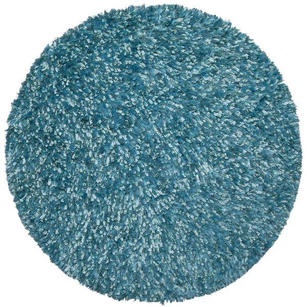 Aqua Shimmer Shag Rug (5'x5') - 5' x 5'