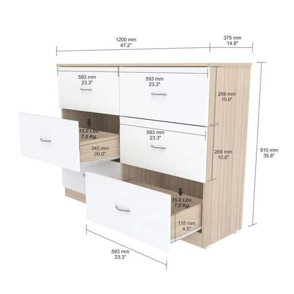 Shop Inval Laura Laricina White Beech Six Drawer Dresser Free