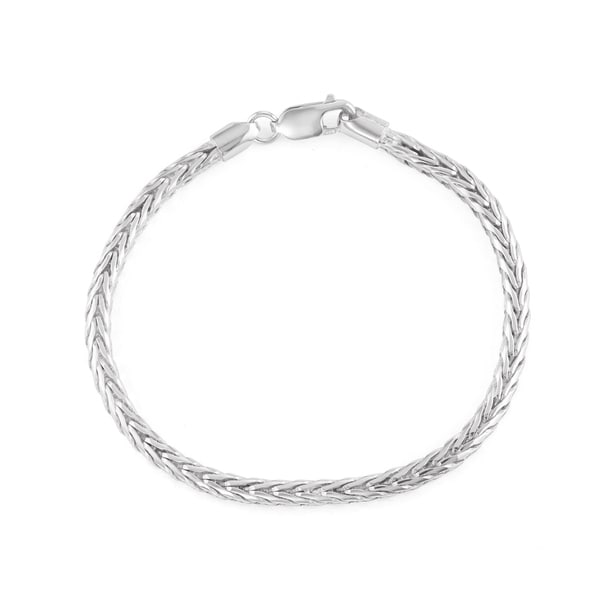 Gioelli Sterling Silver Men's 8"" Wheat Chain Bracelet - White