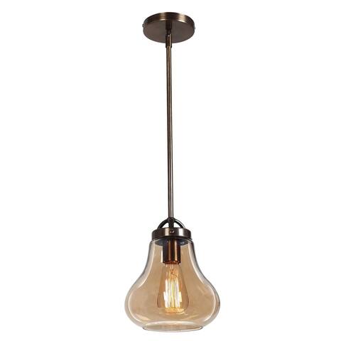 Access Lighting Flux 1-light Distressed Bronze Pendant with Amber Shade