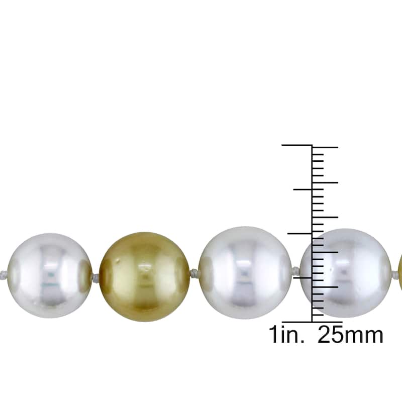 Miadora Signature Collection Cultured White & Gold South Sea Pearl Necklace with 14k Yellow Gold Ball Clasp (10-13 mm)