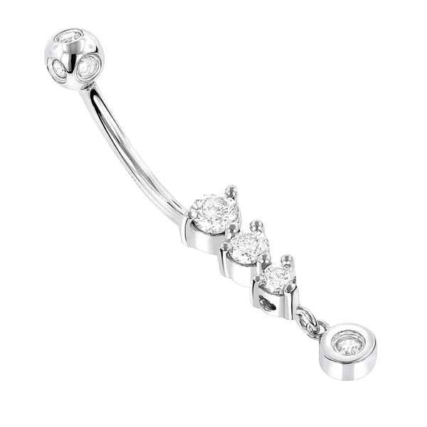 Luxurman 14k Gold 2/5ct TDW Dangling Diamond Belly Button Jewelry (H-I, SI1-SI2)