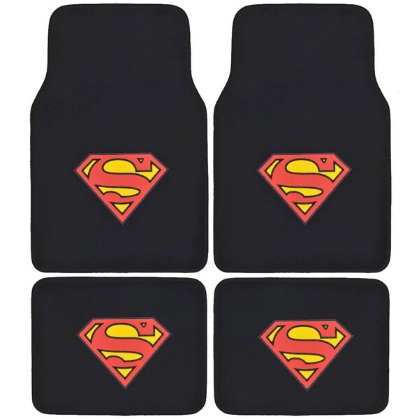 Shop Batman or Superman Vehicle Floor Mats (Set of 4) Free Shipping