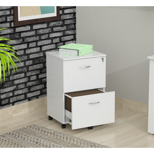 Silver Orchid Linder White Mobile File Cabinet