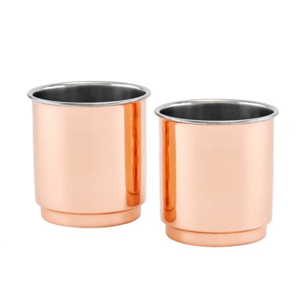 Plain Straight Sided Copper & Stainless Steel Whiskey Tumbler (Set