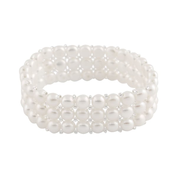 Triple Row Freshwater Pearl Stretch Bracelet 6 7 Mm On Triple Row Freshwater Pearl Stretch Bracelet 6 7 Mm