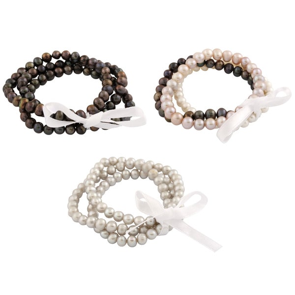 Freshwater Pearl Elastic Bracelets (Set of 3)