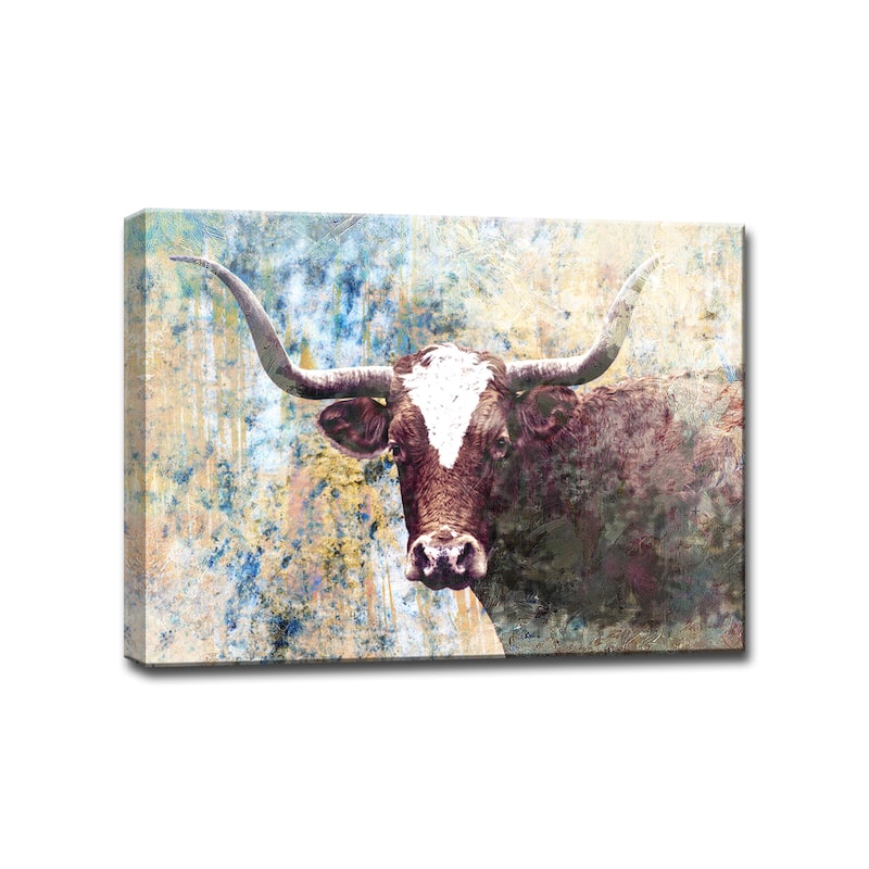 Long Horns' Farmhouse Wrapped Canvas Wall Art