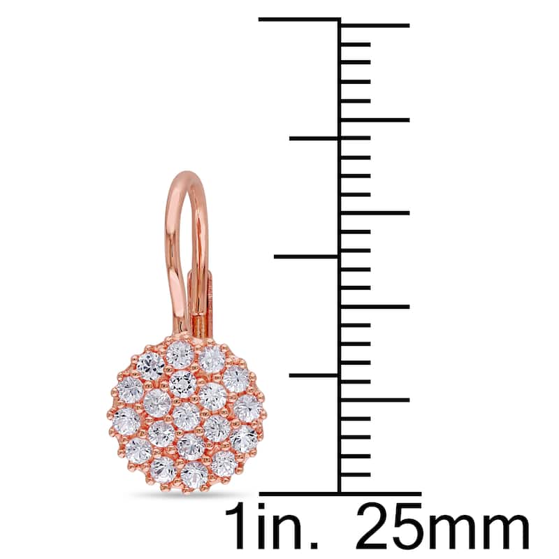 Miadora 14k Rose Gold White Sapphire Cluster Leverback Earrings
