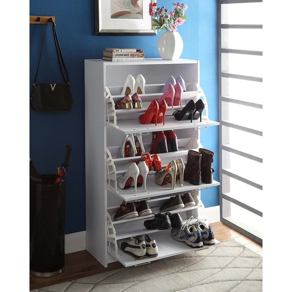 Shop Deluxe White Triple Shoe Cabinet Overstock 11662725