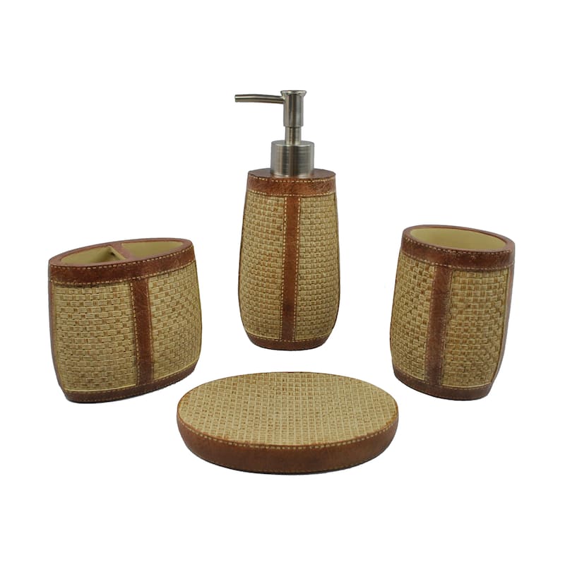 Sherry Kline Basket Weave 4-piece Bath Accessory Set - Basket Weave 4-piece Bath Accessory Set