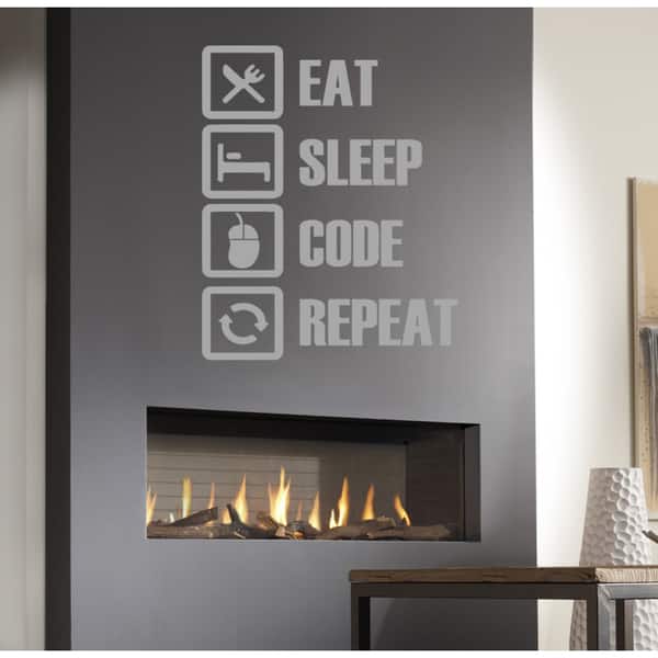Eat Sleep Code Repeat Wall Art Sticker Decal White Overstock