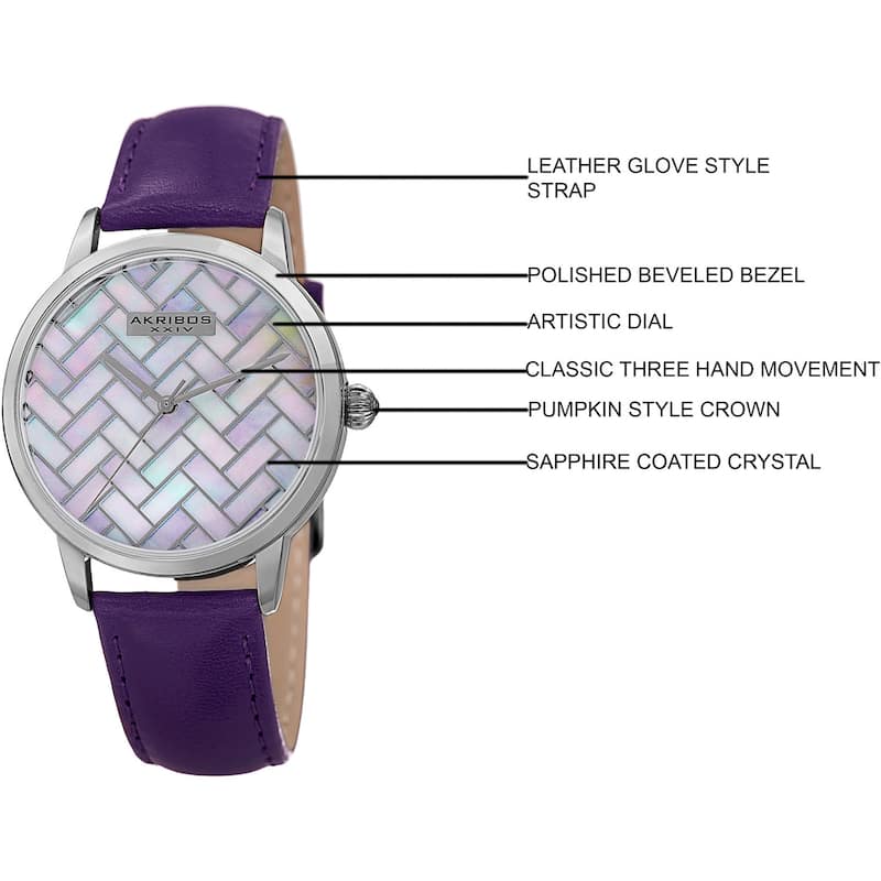 Akribos XXIV Women's Purple Leather Simplistic Fashion Watch