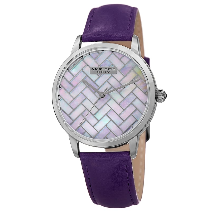 Akribos XXIV Women's Purple Leather Simplistic Fashion Watch