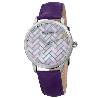 Akribos XXIV Women's Purple Leather Simplistic Fashion Watch