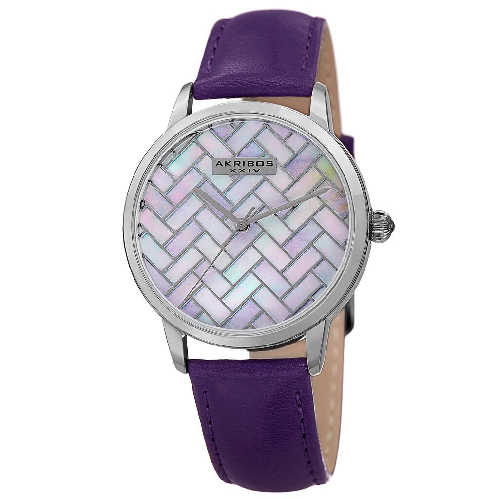 Akribos XXIV Women's Purple Leather Simplistic Fashion Watch