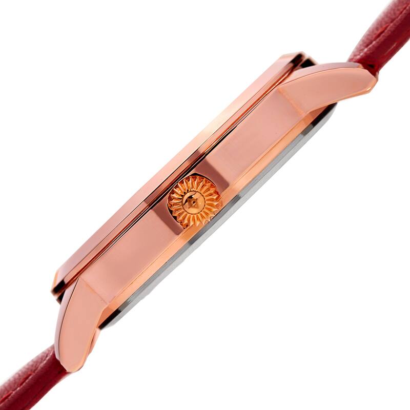 Akribos XXIV Women's Japanese Quartz Leather Strap Watch - Red