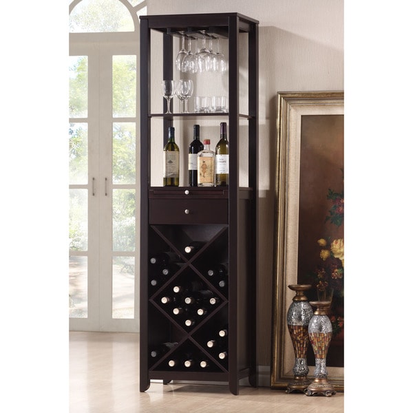 Shop Espresso Wood Wine Tower Cabinet - Free Shipping Today - Overstock.com - 11663523