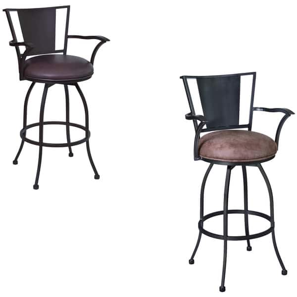 Armen Living Dynasty 30inch Arm Metal Swivel Counter Height Barstool