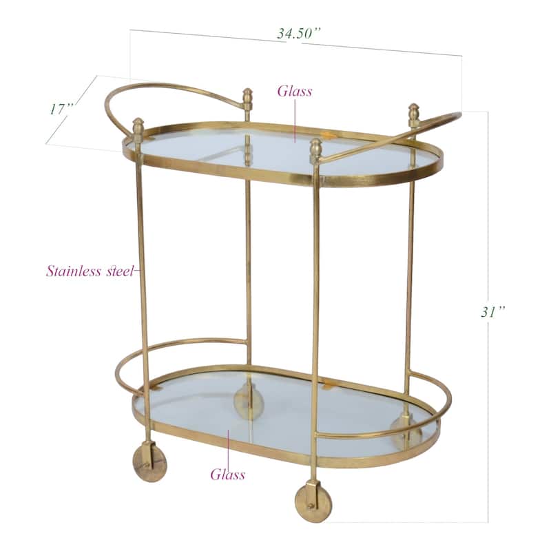 Clear Hand Brushed Oval Trolley