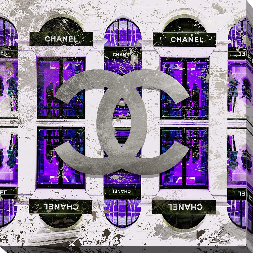 BY Jodi 'Shop Chanel in purple' Giclee Print Canvas Wall Art