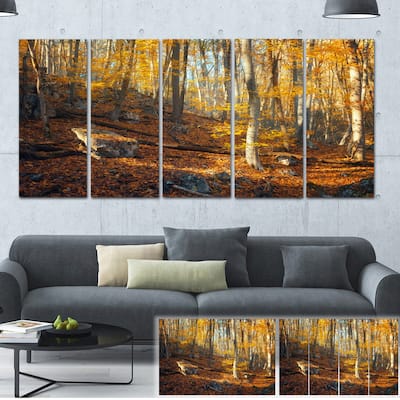 Designart "Crimean Mountains Yellow Leaves" Landscape Photo Canvas Print