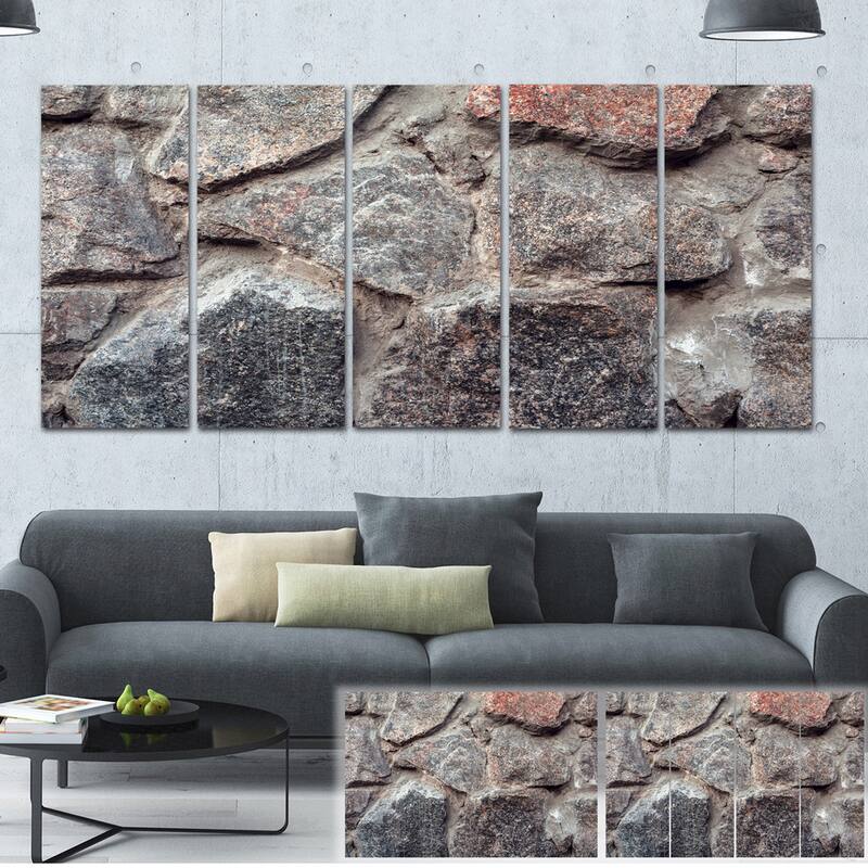 Designart "Natural Granite Stone Texture" Landscape Photo Canvas Print - Brown - 60 in. wide x 28 in. high - 1 Panel