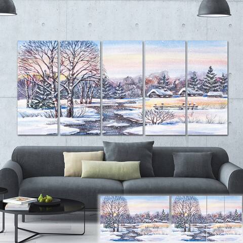 Designart "Russian Winter Village" Landscape Photo Canvas Print