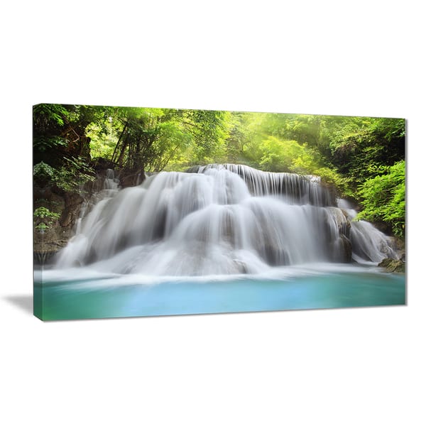 Designart White Huai Mae Kamin Waterfall Canvas Art Print White Overstock 11664360