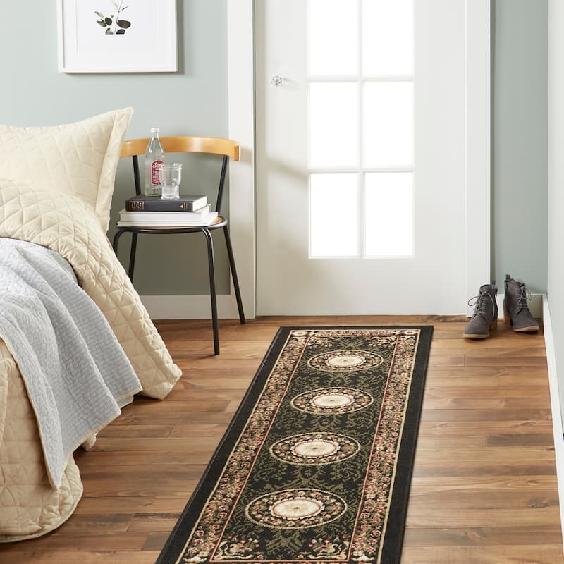 Home Dynamix Optimum Athens Traditional Border Area Rug - 1'9"x7'2" - Black