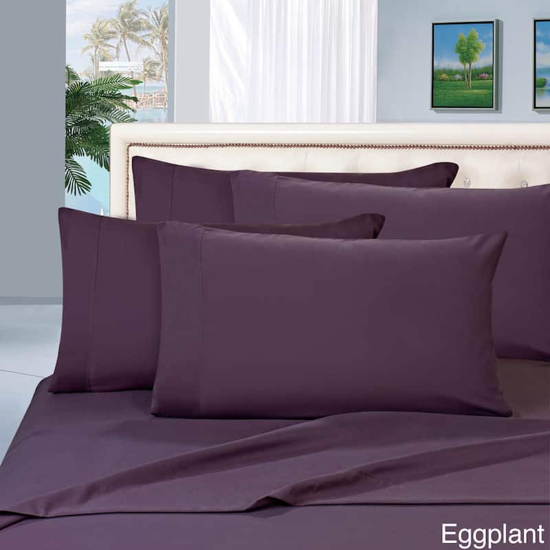 Elegant Comfort Luxury 6-piece Wrinkle Resistant Silky Soft Bed Sheet Set - King - Eggplant