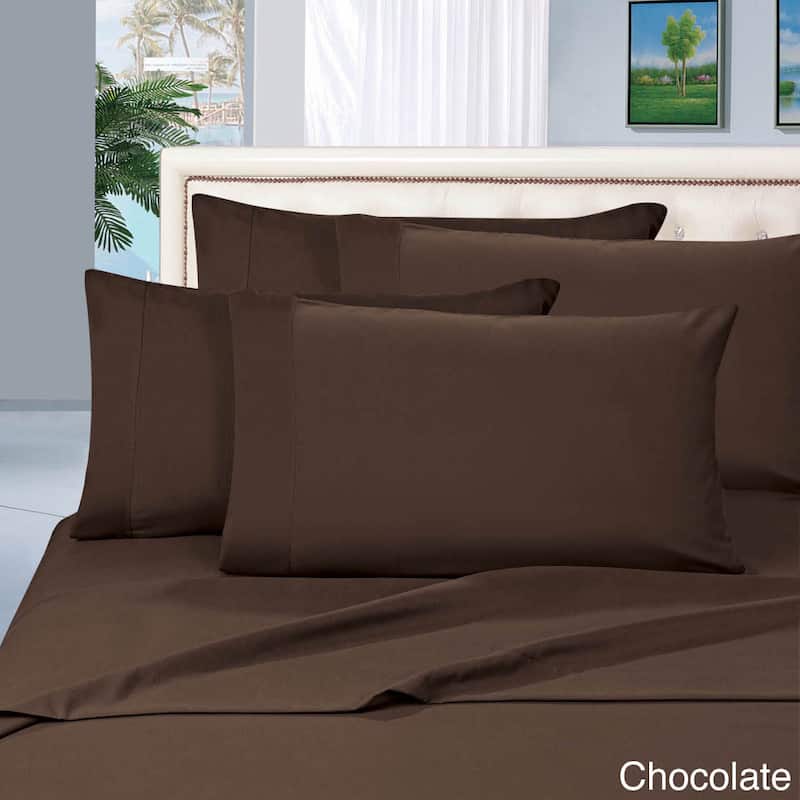 Elegant Comfort Luxury 6-piece Wrinkle Resistant Silky Soft Bed Sheet Set - Queen - Chocolate