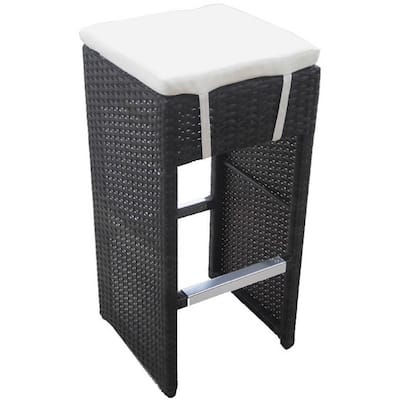 SB Hampton Woven Wicker Outdoor Espresso Bar Stool