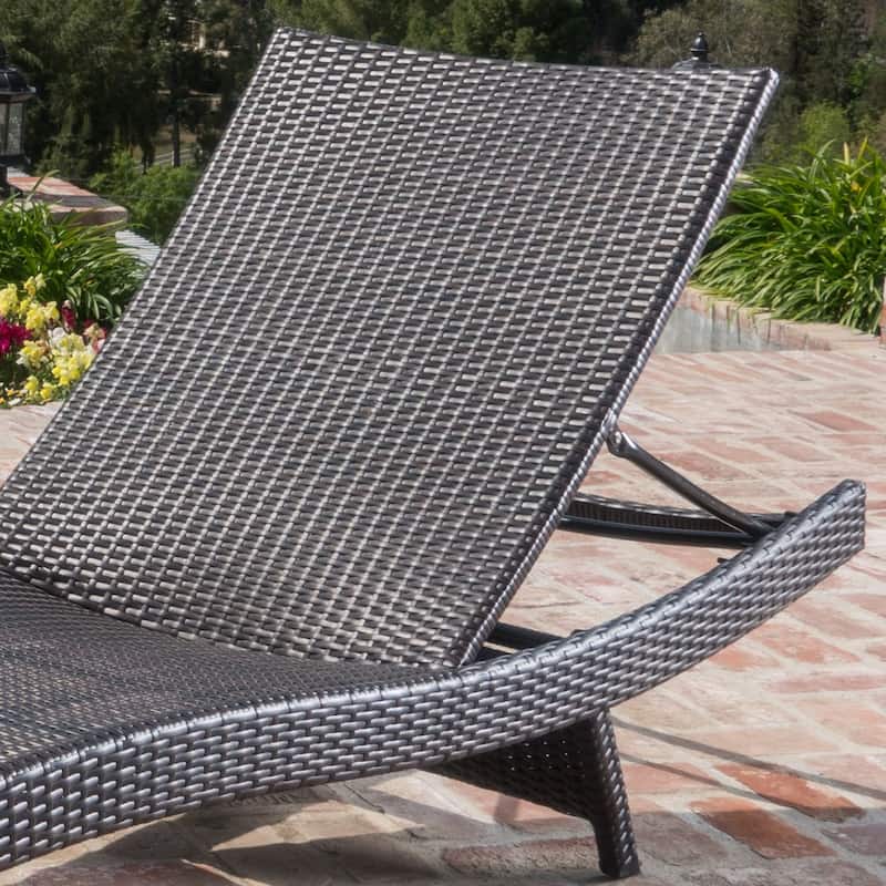 Chaminade Outdoor 2-piece Wicker Adjustable Chaise Lounge Set by Christopher Knight Home