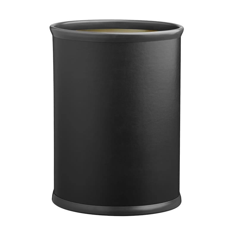Kraftware Contempo 14-inch Oval Waste Basket Tan Bumper - Black