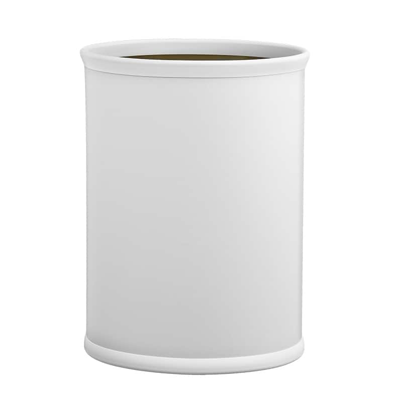 Kraftware Contempo 14-inch Oval Waste Basket Tan Bumper - White