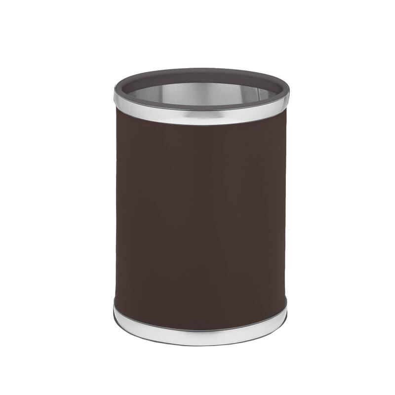 Kraftware Sophisticates with Brushed Chrome 10.75-inch Round Waste Basket - Brown