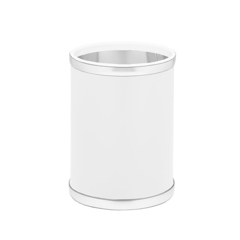Kraftware Sophisticates with Brushed Chrome 10.75-inch Round Waste Basket - White