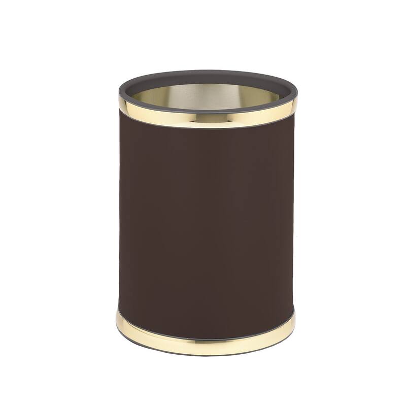 Kraftware Sophisticates with Polished Gold 10.75-inch Round Waste Basket