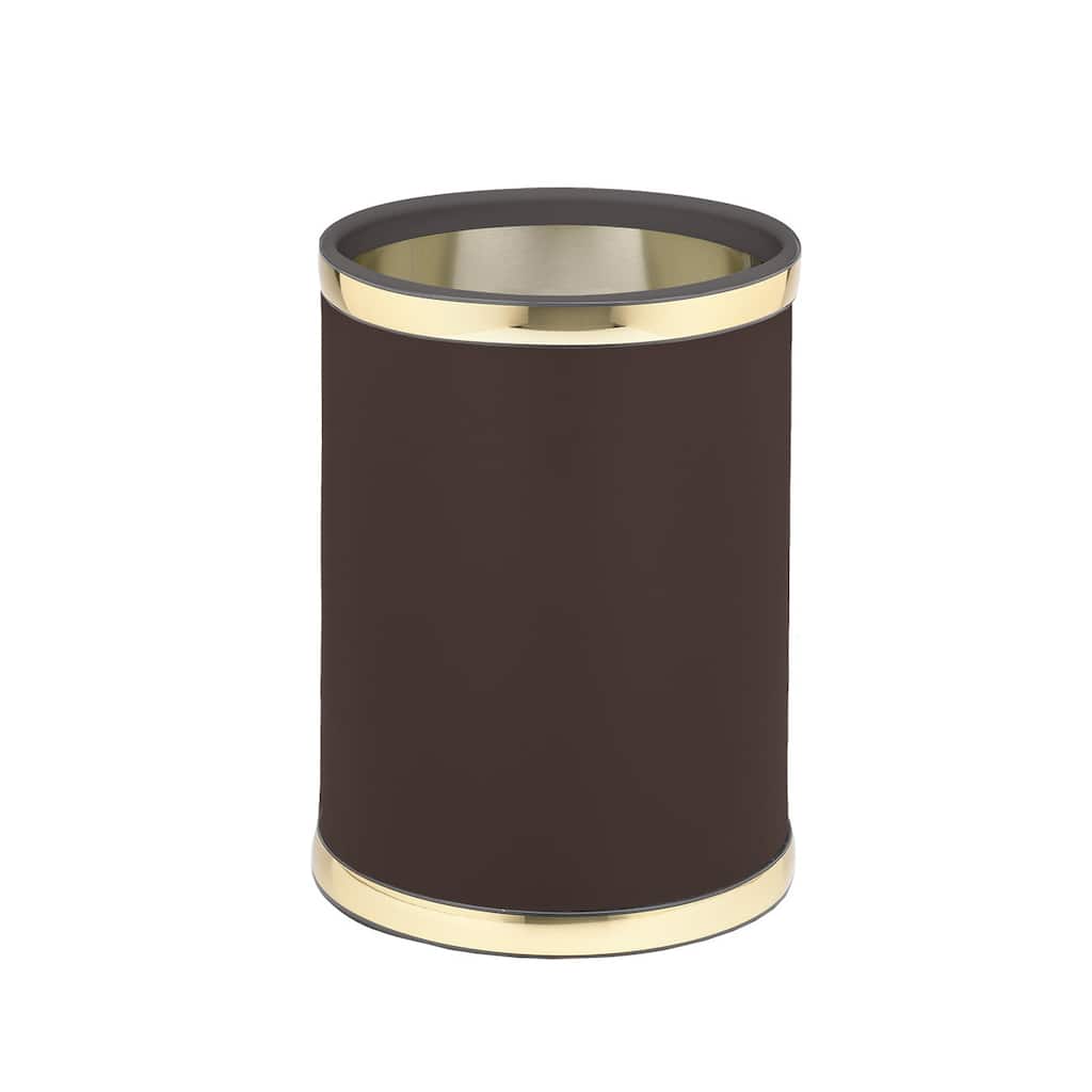 Kraftware Sophisticates with Polished Gold 10.75-inch Round Waste Basket