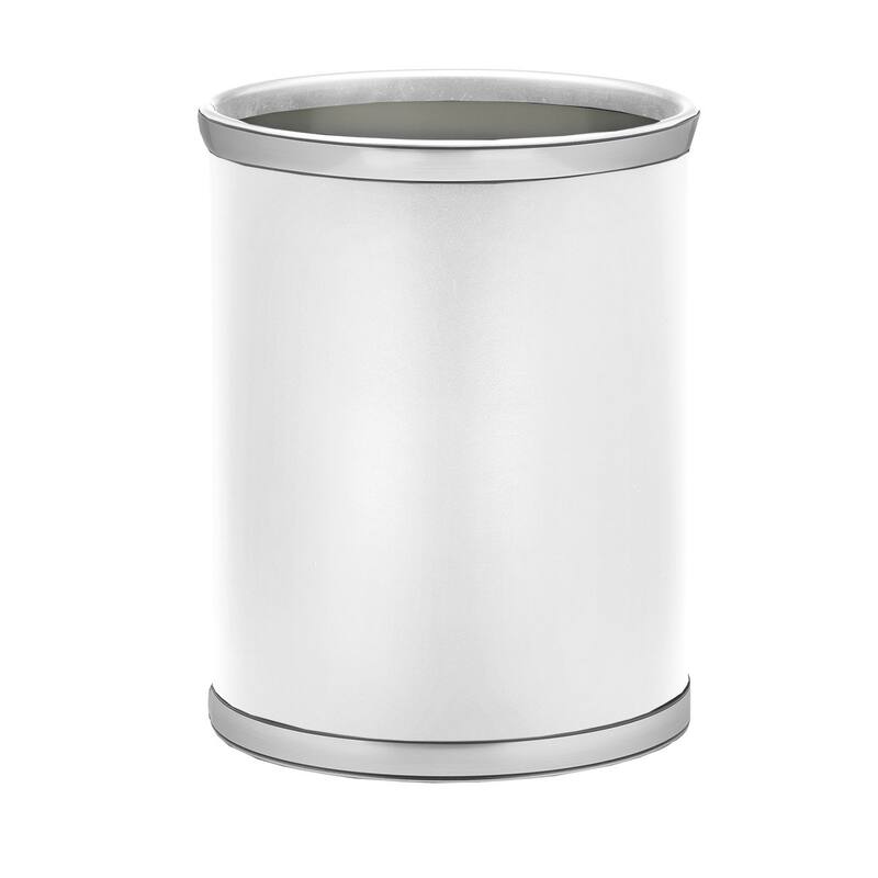 Kraftware Sophisticates with Brushed Chrome 14-inch Oval Waste Basket - White
