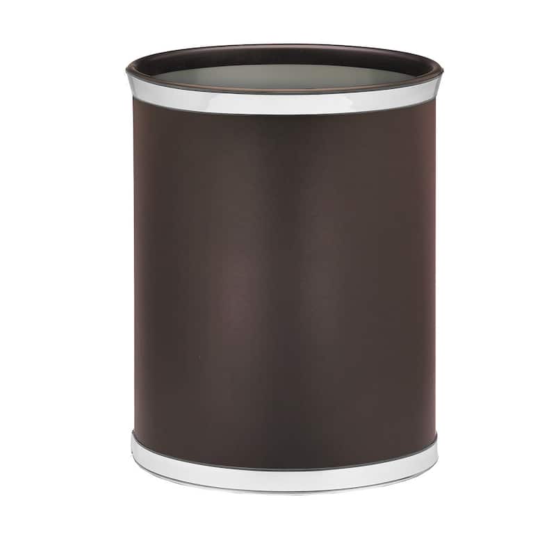 Kraftware Sophisticates with Polished Chrome 14-inch Oval Waste Basket - Brown