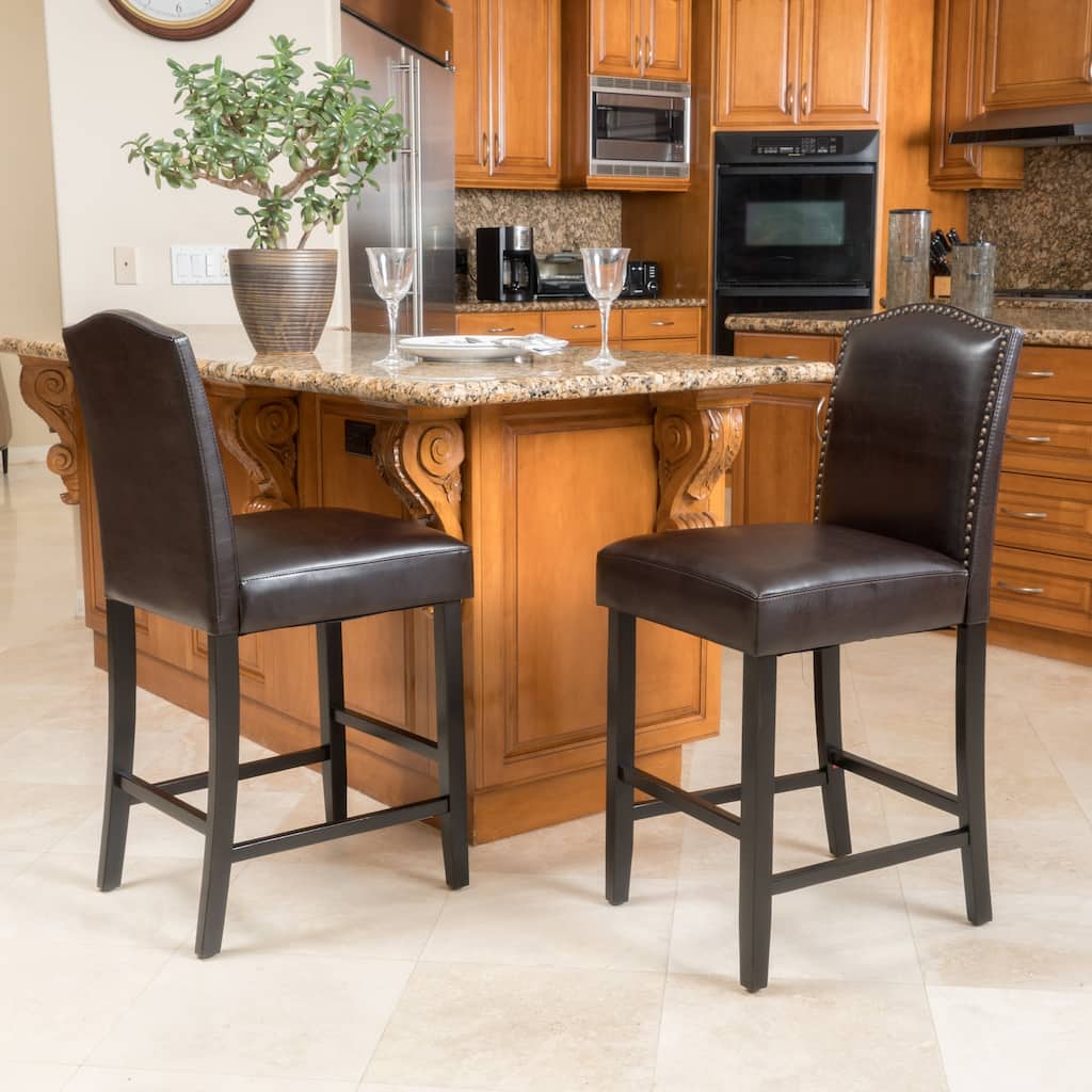 Logan 27-inch Bonded Leather Backed Counter Stool (Set of 2) by Christopher Knight Home