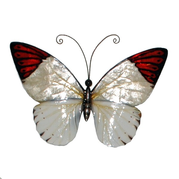 Handmade Red Tipped Butterfly Metal Art