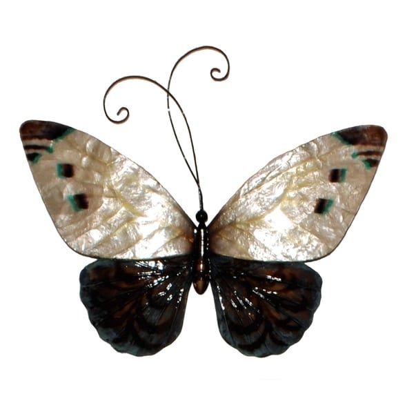 Handmade White and Blue Butterfly Metal Art