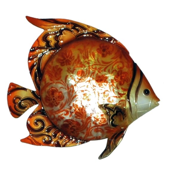 Handmade Orange Fish Metal Art Wall Decor