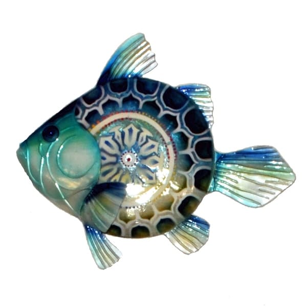 Handmade Blue Fish Metal Art Wall Decor