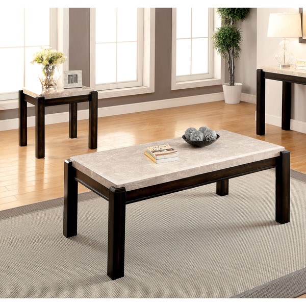 Shop Furniture of America Leslie 2-piece Genuine Marble ...