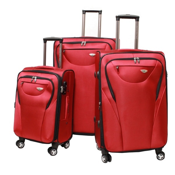 American Green Travel Red 3-piece Lightweight Spinner Luggage Set with ...