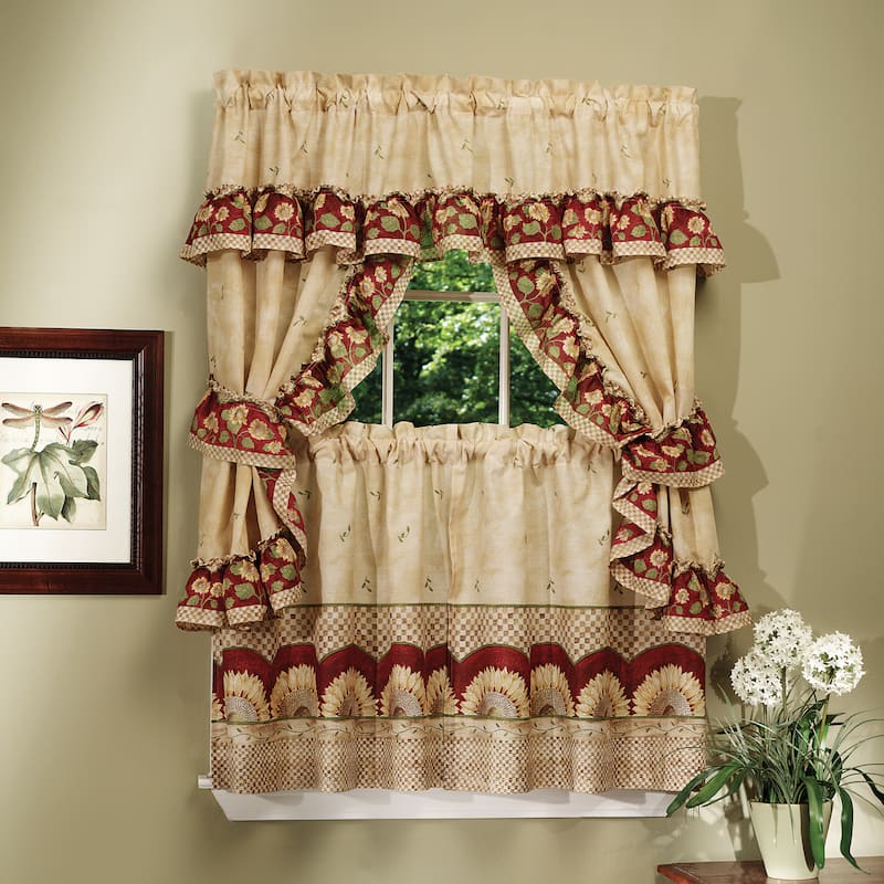 Achim Sunflower Printed Cottage Tier Curtain Set